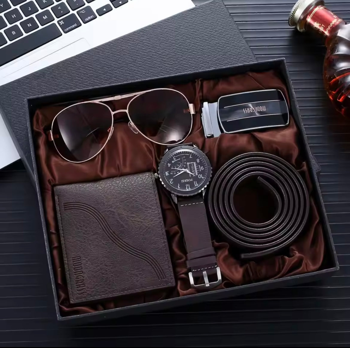 Jesou Executive Gift Set – Premium Watch, Wallet, Belt, Tie & Sunglasses Collection