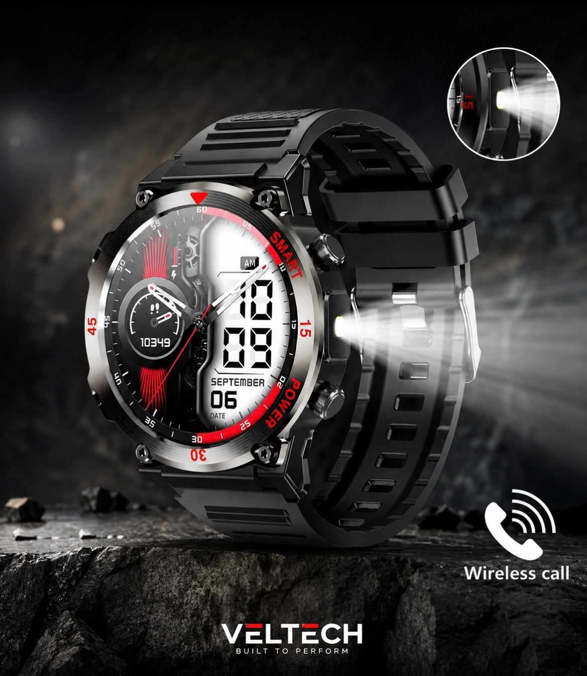 GT11 Watch Outdoor Smart Watch LED Flashlight Men's Bluetooth Sports Fitness Tracker