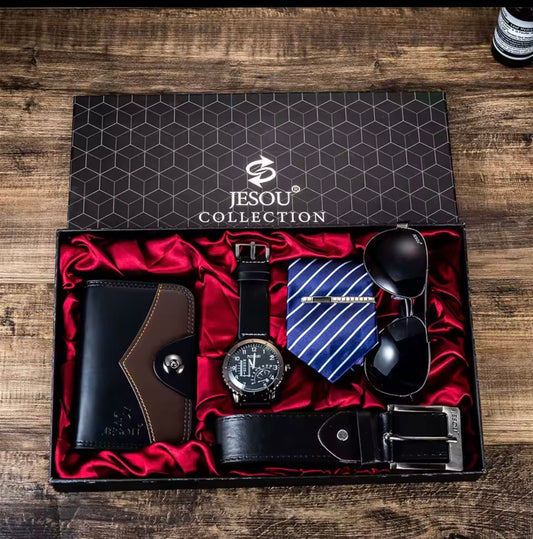 Jesou Executive Gift Set – Premium Watch, Wallet, Belt, Tie & Sunglasses Collection